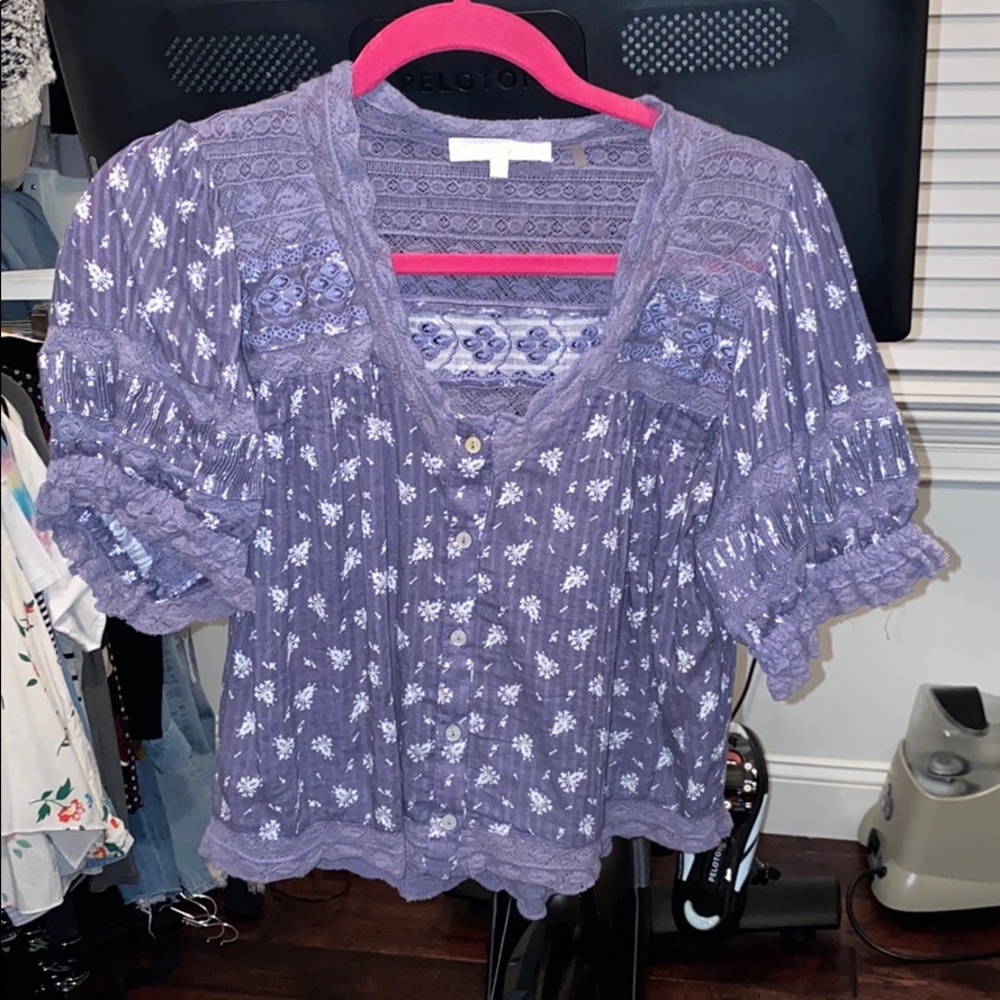 Floral cropped LoveShackFancy blouse